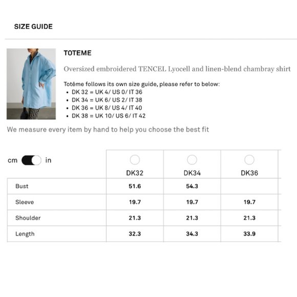 TOTÊME Oversized Tencel™ Lyocell + Linen-Blend Chambray Shirt With Chest Logo - Picture 16 of 16